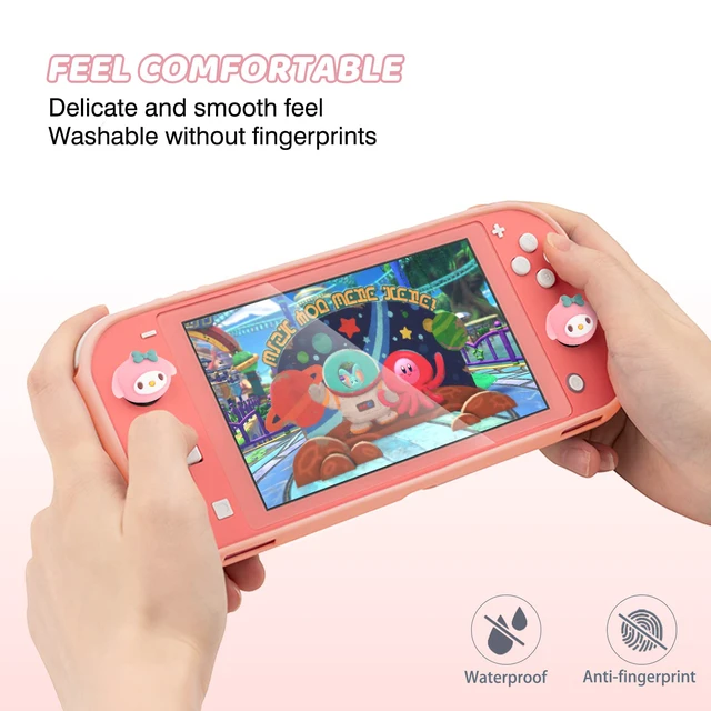 Alt view image 4 of 7 - Little Red Hood Rabbit Switch Lite Protective Case Cute TPU Soft Cover Shock Absorption Anti-Scratch Shell with 2PCS Lovely Bunny Thumb Grips for Switch 2019 Version - Pink