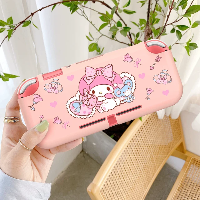 Alt view image 6 of 7 - Little Red Hood Rabbit Switch Lite Protective Case Cute TPU Soft Cover Shock Absorption Anti-Scratch Shell with 2PCS Lovely Bunny Thumb Grips for Switch 2019 Version - Pink