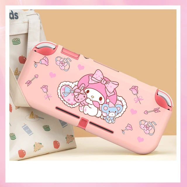 Alt view image 7 of 7 - Little Red Hood Rabbit Switch Lite Protective Case Cute TPU Soft Cover Shock Absorption Anti-Scratch Shell with 2PCS Lovely Bunny Thumb Grips for Switch 2019 Version - Pink