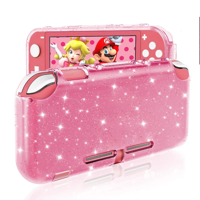Main image of Pink Glitter Protective Case for Switch Lite, Bling Clear Crystal Soft TPU Cover with Shock-Absorption and Anti-Scratch Design, Cute Sparkle Shining Skin for Switch 2019 Version