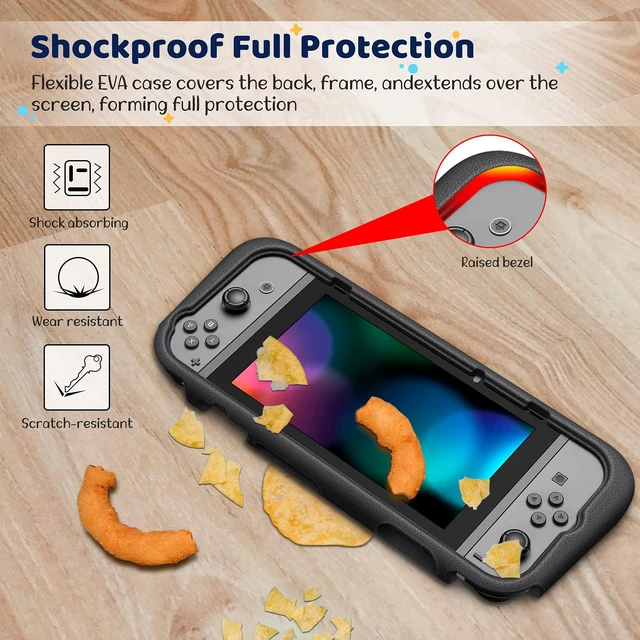 Alt view image 5 of 7 - Kid-Friendly Ultralight Case Compatible with Nintendo Switch 2017 | Game Card Slots, Ergonomic Grip, Lightweight EVA Foam, Anti-Scratch Protective Grip Case Cover for Switch 6.2-in, Black