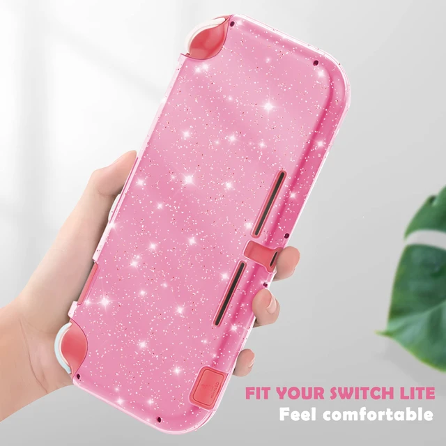 Alt view image 4 of 7 - Pink Glitter Protective Case for Switch Lite, Bling Clear Crystal Soft TPU Cover with Shock-Absorption and Anti-Scratch Design, Cute Sparkle Shining Skin for Switch 2019 Version