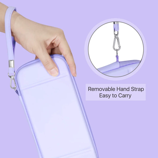Alt view image 5 of 7 - Carrying Case Kit for Nintendo Switch Lite, Purple, 10 Game Slots | Kawaii Hard-Shell Travel Case with Tempered Glass Screen Protector, 4 Thumb Grips, Wrist Strap, and 10 Game Card Slots