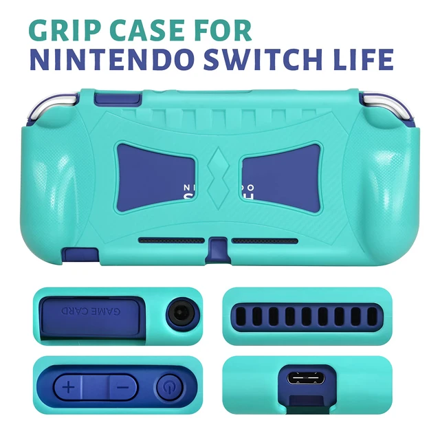 Alt view image 4 of 7 - Carrying Case for Nintendo Switch Lite with 1 Screen Protector | 1 Grip Case and 4 Thumb Grip Caps, Ultra Slim Premium EVA Travel Pouch Protective Cover, 8 Game Cartridges