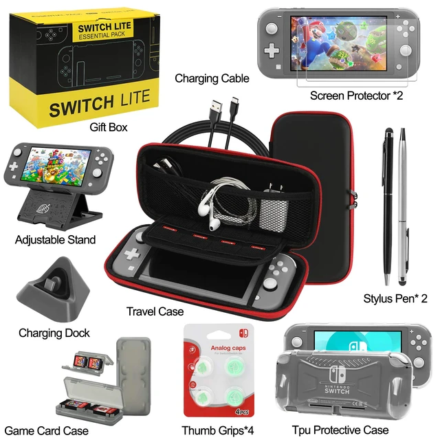 Alt view image 2 of 7 - Switch Lite Case 16-in-1 Accessories Bundle for Nintendo Switch Lite | Carrying Case,TPU Case Cover with Screen Protector,Charging Dock,Playstand, Game Card Case, USB Cable, Stylus,Thumb Grip Caps