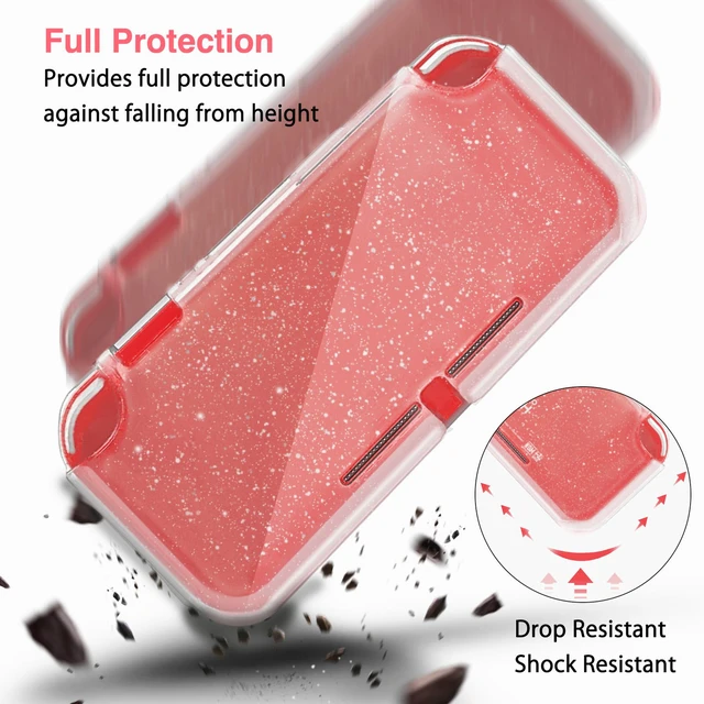 Alt view image 5 of 7 - Carrying Case for Nintendo Switch lite, Shockproof Portable Travel Bag with Glitter Galaxy cover, Screen Protectors and Cute Leaf Thumb Grips Caps, Animal Crossing Pink