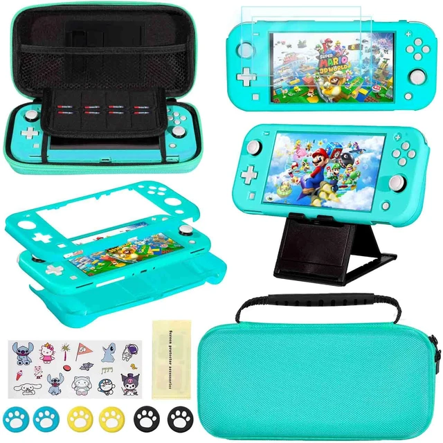 Main image of Accessories Kit for Nintendo Switch Lite - Accessories Bundle with Carrying Case, Protective Cover case, 2-Pack Tempered Glass Screen Protector, Adjustable Play Stand, 6 Thumb Grips