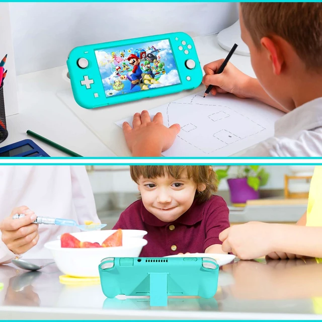 Alt view image 4 of 7 - Accessories Kit for Nintendo Switch Lite - Accessories Bundle with Carrying Case, Protective Cover case, 2-Pack Tempered Glass Screen Protector, Adjustable Play Stand, 6 Thumb Grips