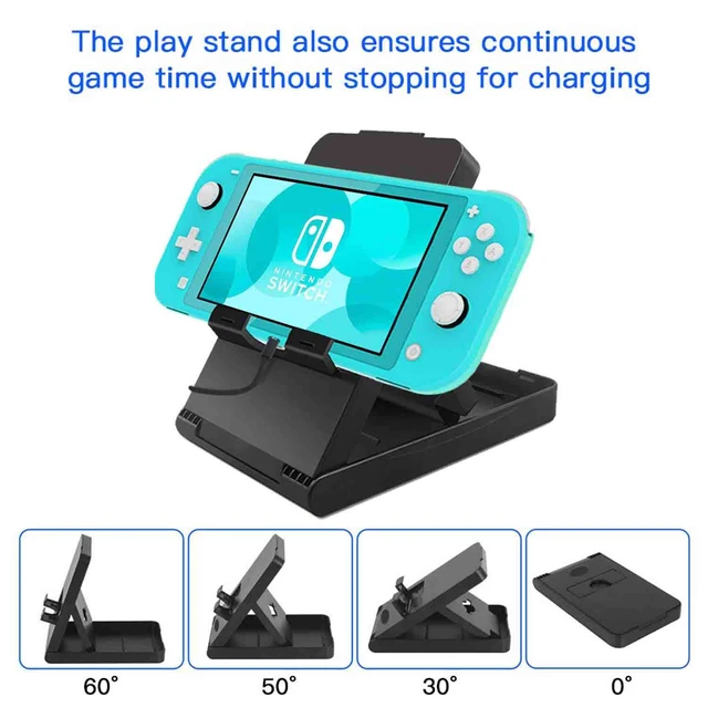 Alt view image 4 of 6 - Accessories Kit for Nintendo Switch Lite - Accessories Bundle with Carrying Case, Protective Cover case, 2-Pack Tempered Glass Screen Protector, Adjustable Play Stand, 6 Thumb Grips