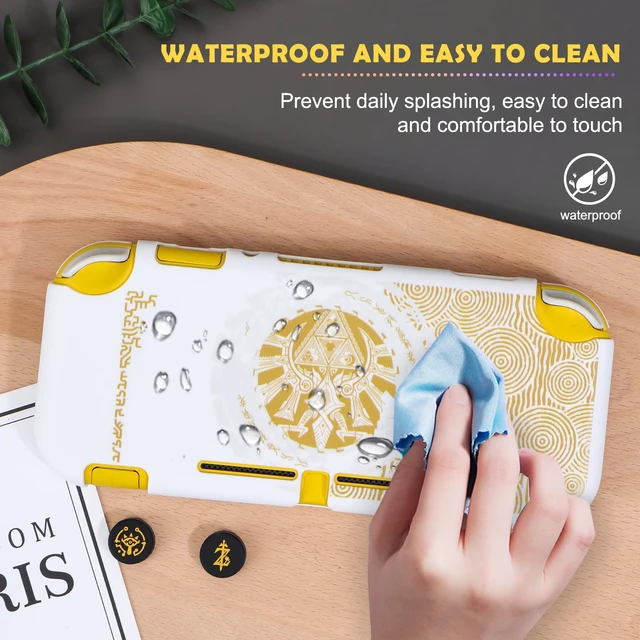 Alt view image 5 of 7 - Protective Case for Switch Lite Version, Soft Shell Cute Cover Case for Games Accessories with 2PCS Thumb Grips Caps - White Kingdom