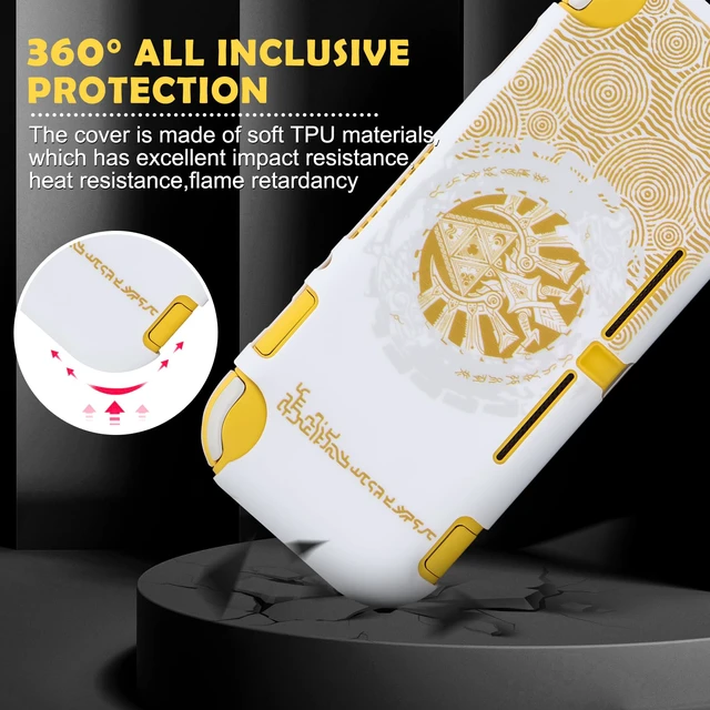 Alt view image 7 of 7 - Protective Case for Switch Lite Version, Soft Shell Cute Cover Case for Games Accessories with 2PCS Thumb Grips Caps - White Kingdom