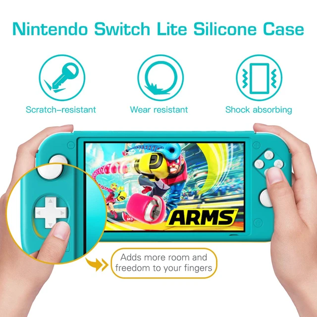 Alt view image 2 of 7 - Protective Case Compatible with Nintendo Switch Lite, Turquoise | Soft Silicone Cover, Rubber, Shock-Absorption, Anti-Scratch, Non-Slip Case, Precise Cutouts, Switch Lite Accessories