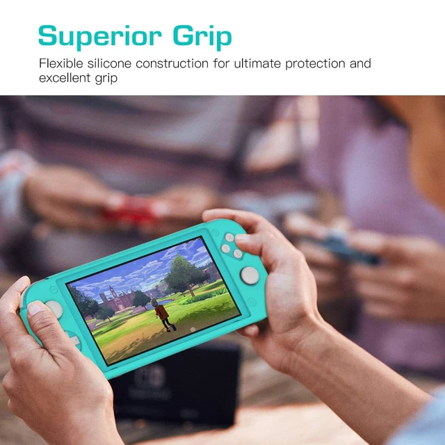 Alt view image 4 of 7 - Protective Case Compatible with Nintendo Switch Lite, Turquoise | Soft Silicone Cover, Rubber, Shock-Absorption, Anti-Scratch, Non-Slip Case, Precise Cutouts, Switch Lite Accessories