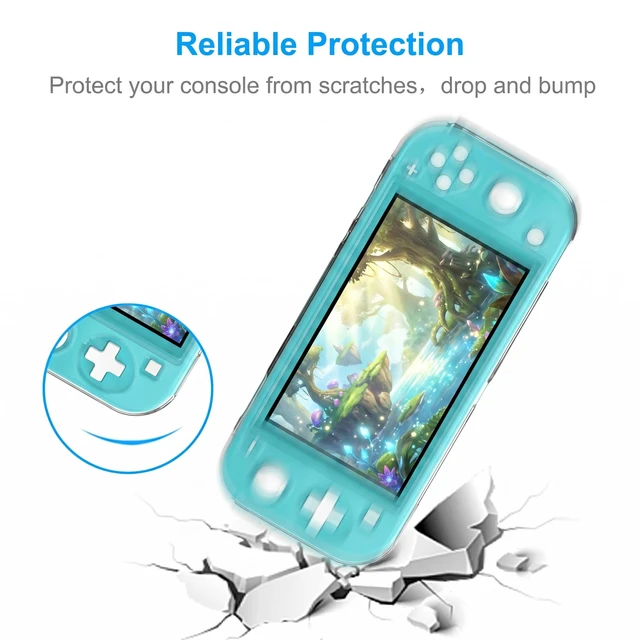 Alt view image 4 of 5 - Switch Lite Cover Case,Crystal Hard Protective Shell for Switch Lite | Switch Lite Accessories Kits, Slim Shockproof Clear Case with Glass Screen Protector & 8 Thump Grip