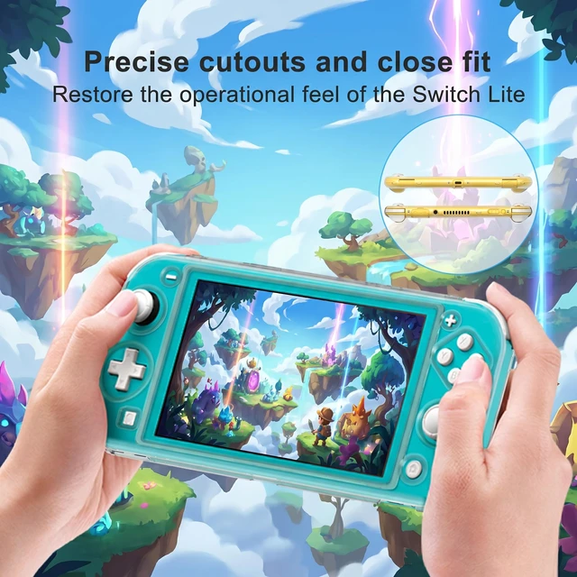 Alt view image 5 of 5 - Switch Lite Cover Case,Crystal Hard Protective Shell for Switch Lite | Switch Lite Accessories Kits, Slim Shockproof Clear Case with Glass Screen Protector & 8 Thump Grip