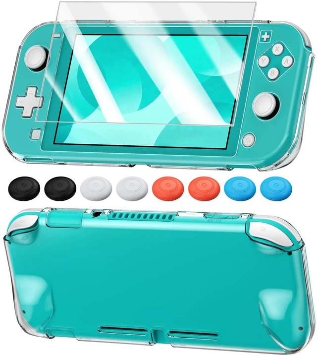 Main image of Switch Lite Cover Case,Crystal Hard Protective Shell for Switch Lite | Switch Lite Accessories Kits, Slim Shockproof Clear Case with Glass Screen Protector & 8 Thump Grip
