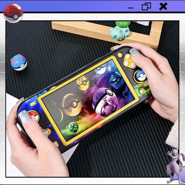 Alt view image 2 of 7 - Cartoon Balls Switch Lite Protective Case Cool Hard PC Shell Shockproof Scratch Resistant Cover Joy Con Japanese Amine Skin with 2PCS Blue and Red Balls Thumb Grips Caps for Switch 2019