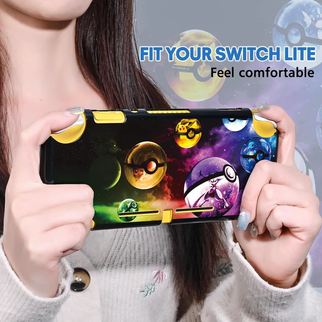 Alt view image 4 of 7 - Cartoon Balls Switch Lite Protective Case Cool Hard PC Shell Shockproof Scratch Resistant Cover Joy Con Japanese Amine Skin with 2PCS Blue and Red Balls Thumb Grips Caps for Switch 2019