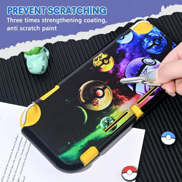 Alt view image 3 of 7 - Cartoon Balls Switch Lite Protective Case Cool Hard PC Shell Shockproof Scratch Resistant Cover Joy Con Japanese Amine Skin with 2PCS Blue and Red Balls Thumb Grips Caps for Switch 2019