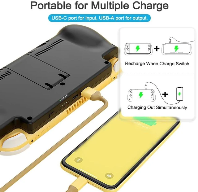 Alt view image 5 of 6 - Battery Case for Nintendo Switch Lite, 10400mAh Portable Charger | PD Fast Charging, Adjustable Kickstand, 2 Game Card Slots, Backup Battery, for Nintendo Switch Lite