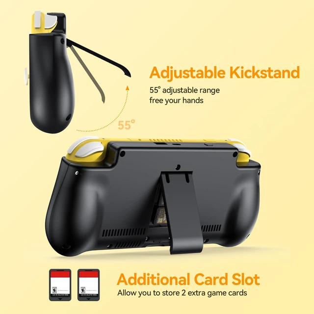 Alt view image 4 of 6 - Battery Case for Nintendo Switch Lite, 10400mAh Portable Charger | PD Fast Charging, Adjustable Kickstand, 2 Game Card Slots, Backup Battery, for Nintendo Switch Lite