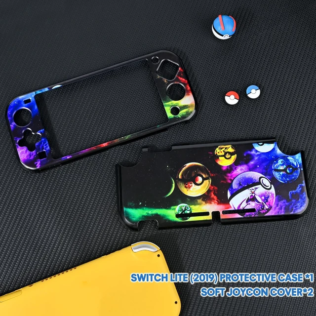 Alt view image 7 of 7 - Cartoon Balls Switch Lite Protective Case Cool Hard PC Shell Shockproof Scratch Resistant Cover Joy Con Japanese Amine Skin with 2PCS Blue and Red Balls Thumb Grips Caps for Switch 2019