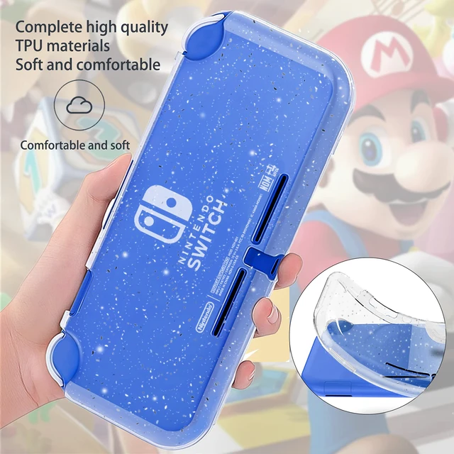Alt view image 5 of 7 - Carrying Case for Nintendo Switch Lite, Newest Design Portable Travel Carrying Case 4 in 1 Accessories Kit with Glitter Shell, 2 Pcs Screen Protectors and 4 Pcs Thumb Grips Caps - Blue