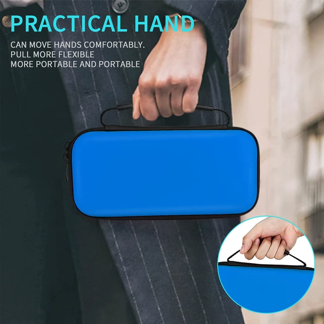 Alt view image 6 of 7 - Carrying Case for Nintendo Switch Lite, Newest Design Portable Travel Carrying Case 4 in 1 Accessories Kit with Glitter Shell, 2 Pcs Screen Protectors and 4 Pcs Thumb Grips Caps - Blue