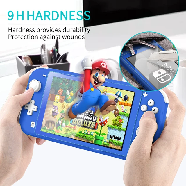Alt view image 3 of 7 - Carrying Case for Nintendo Switch Lite, Newest Design Portable Travel Carrying Case 4 in 1 Accessories Kit with Glitter Shell, 2 Pcs Screen Protectors and 4 Pcs Thumb Grips Caps - Blue