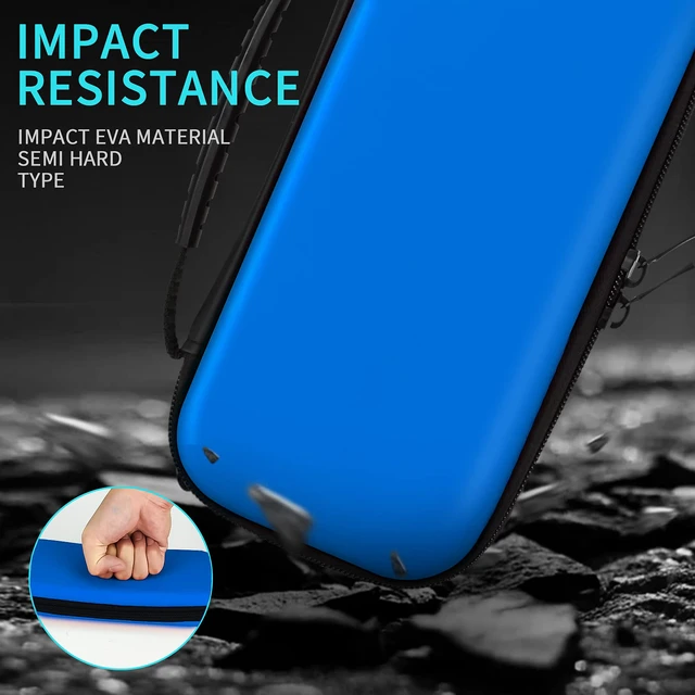 Alt view image 4 of 7 - Carrying Case for Nintendo Switch Lite, Newest Design Portable Travel Carrying Case 4 in 1 Accessories Kit with Glitter Shell, 2 Pcs Screen Protectors and 4 Pcs Thumb Grips Caps - Blue