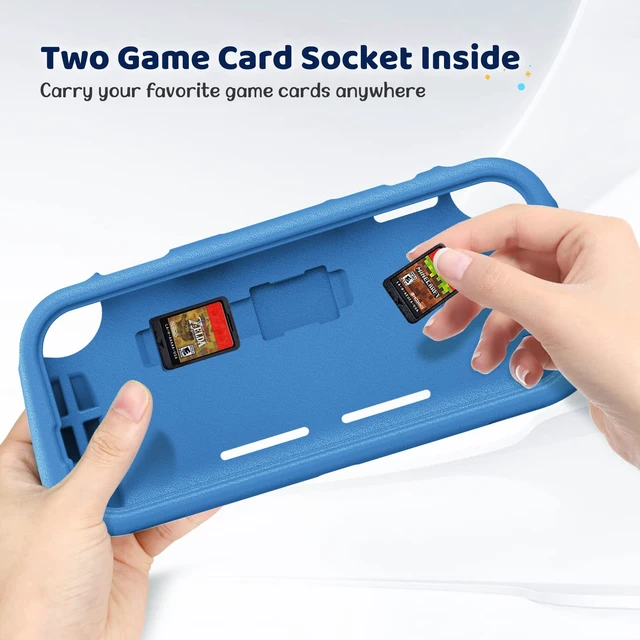 Alt view image 3 of 7 - Kid-Friendly Ultraligh Case for Nintendo Switch Lite 2019 | Game Card Slots, Ergonomic Grip Design, Lightweight EVA Foam, Anti-Scratch Protective Grip Case Cover, Navy Blue