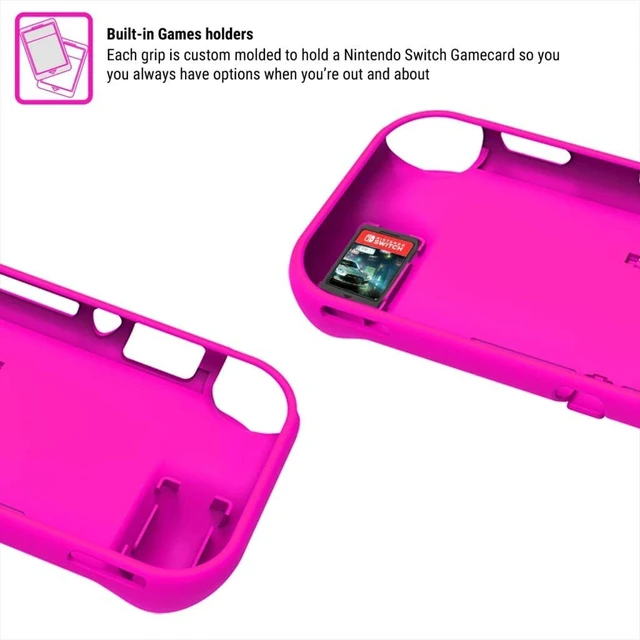 Alt view image 6 of 7 - Grip Case Compatible for use with Nintendo Switch Lite Case with Comfort Padded Hand Grips, Kickstand, & Pack of Thumb Grips - Pink