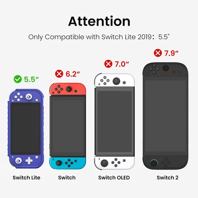 Alt view image 2 of 7 - Protective Case for Switch Lite 2019, with Thumb Grip Caps | Only Fits Switch Lite 2019 (5.5"), Not for Switch 2 (2025 Release, 7.9"), No Screen Srotector Included, Blue