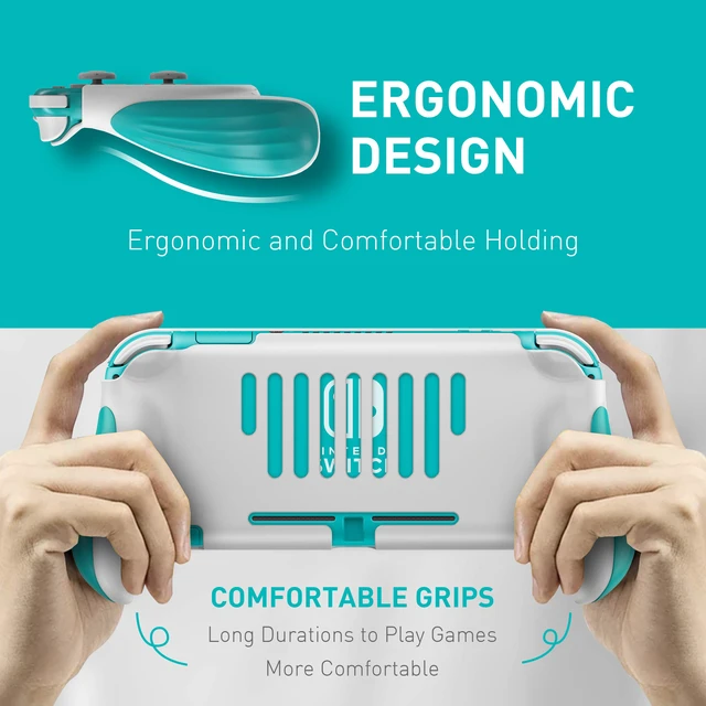 Alt view image 2 of 6 - Grip for Nintendo Switch Lite, Ergonomic Comfort Handheld Protective Gaming Case Portable Cover Accessories Compatible with Nintendo Switch Lite