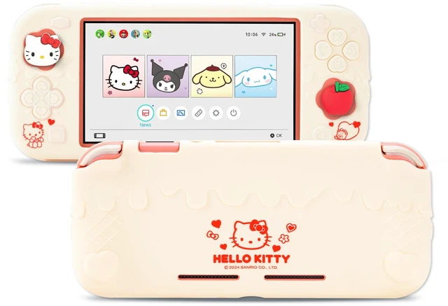 Main image of Switch Lite Protective Case,Soft Silicone Protective Shell,Anti-Scratch Protective Cover Case for Switch Lite with 2 Thumb Grip CapsBeige Hello Kitty