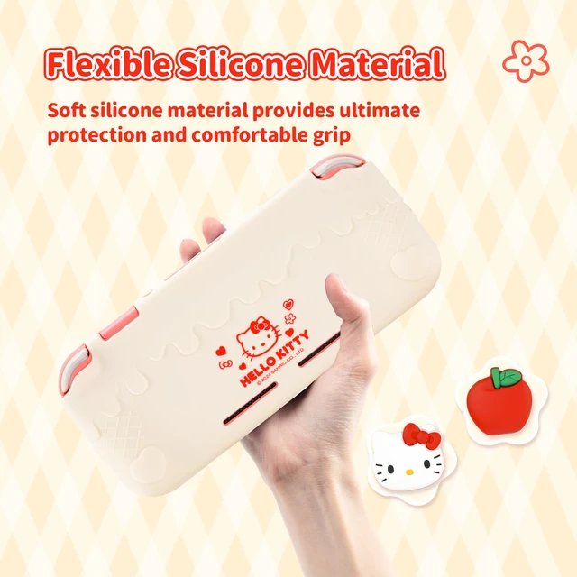 Alt view image 3 of 7 - Switch Lite Protective Case,Soft Silicone Protective Shell,Anti-Scratch Protective Cover Case for Switch Lite with 2 Thumb Grip CapsBeige Hello Kitty