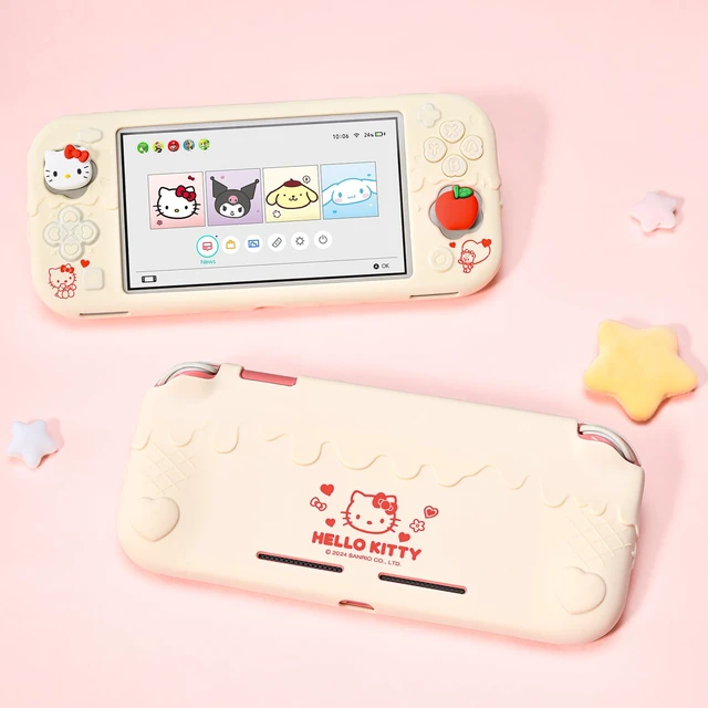 Alt view image 5 of 7 - Switch Lite Protective Case,Soft Silicone Protective Shell,Anti-Scratch Protective Cover Case for Switch Lite with 2 Thumb Grip CapsBeige Hello Kitty