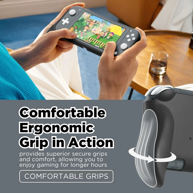 Alt view image 2 of 7 - Grip Case for Nintendo Switch Lite, Ergonomic Protective Cover, Black | Hard Pc Shell with Contoured Handles, Vented Back, and Precise Cutouts for Buttons, Ports, Speakers, and Game Card Slot
