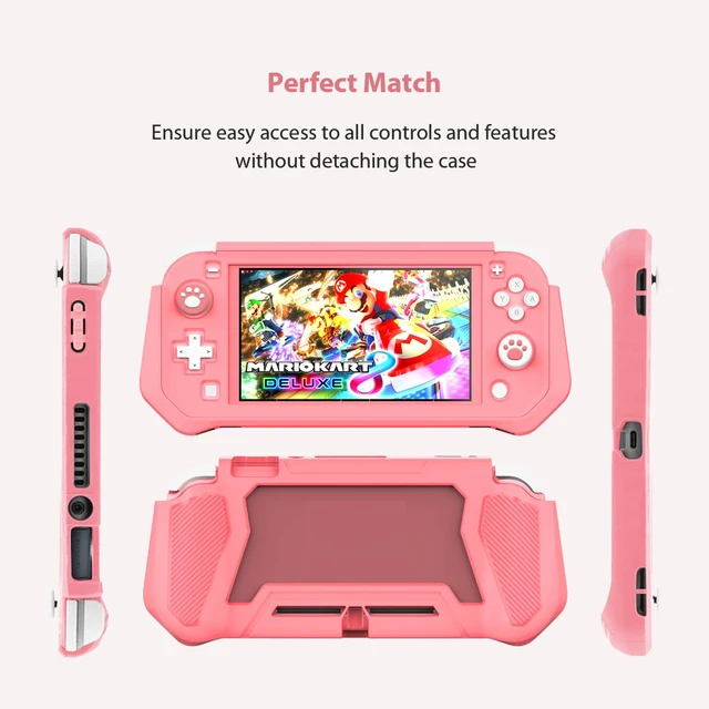 Alt view image 2 of 7 - Switch Lite Case Protective Case for Nintendo Switch Lite | Compatible with Nintendo Lite, Screen Protector Cover Hand Grip with Detachable TPU+Built-in PC Screen (Pink)