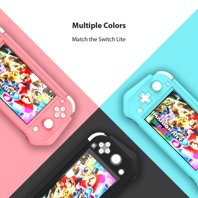 Alt view image 7 of 7 - Switch Lite Case Protective Case for Nintendo Switch Lite | Compatible with Nintendo Lite, Screen Protector Cover Hand Grip with Detachable TPU+Built-in PC Screen (Pink)