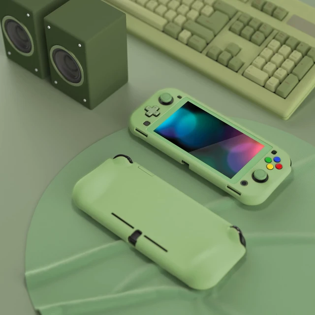 Alt view image 4 of 7 - ZealProtect Protective Case for Nintendo Switch Lite, Ergonomic Grip Hard Cover - Durable Comfort Shock-absorbent Anti-Scratch with Screen Protector & Thumb Grip Button Caps, Matcha Green