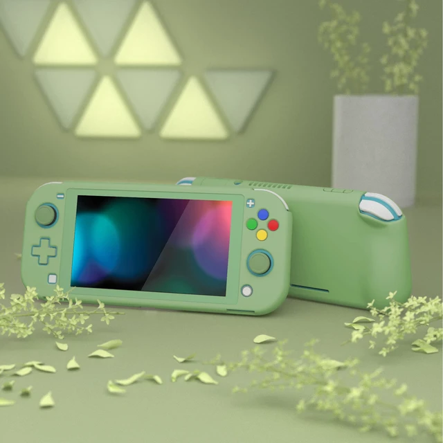 Alt view image 3 of 7 - ZealProtect Protective Case for Nintendo Switch Lite, Ergonomic Grip Hard Cover - Durable Comfort Shock-absorbent Anti-Scratch with Screen Protector & Thumb Grip Button Caps, Matcha Green
