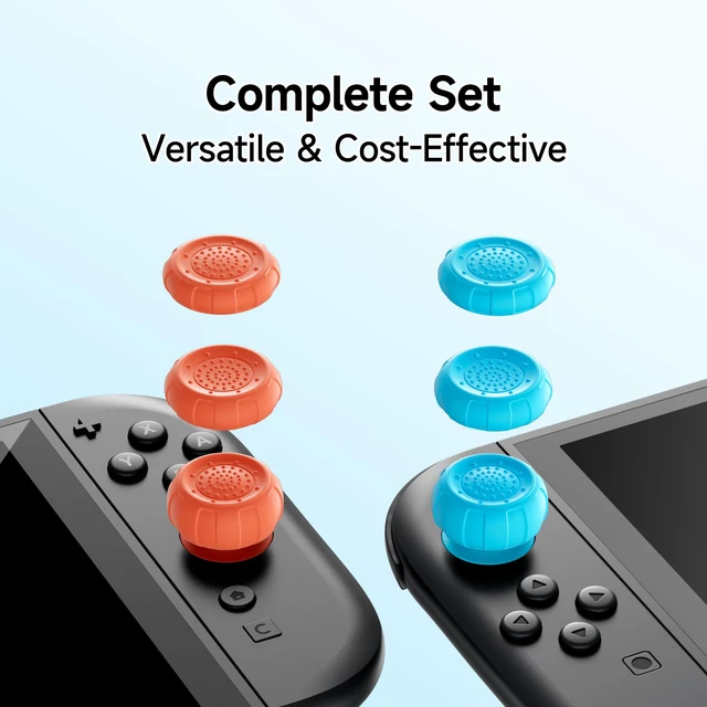 Alt view image 3 of 7 - Thumb Grips Compatible with Nintendo Switch 2 (2025)-6pcs 3 Heights Enhanced Gaming Grip Set, Silicone Joystick Caps, Comfortable Controller Stick Cover Gifts for Boys & Gamers,Blue&Orange