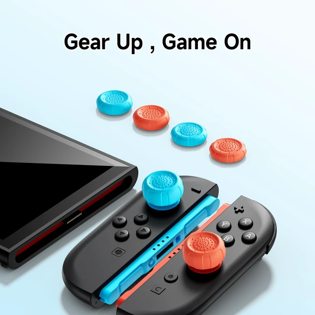 Alt view image 2 of 7 - Thumb Grips Compatible with Nintendo Switch 2 (2025)-6pcs 3 Heights Enhanced Gaming Grip Set, Silicone Joystick Caps, Comfortable Controller Stick Cover Gifts for Boys & Gamers,Blue&Orange