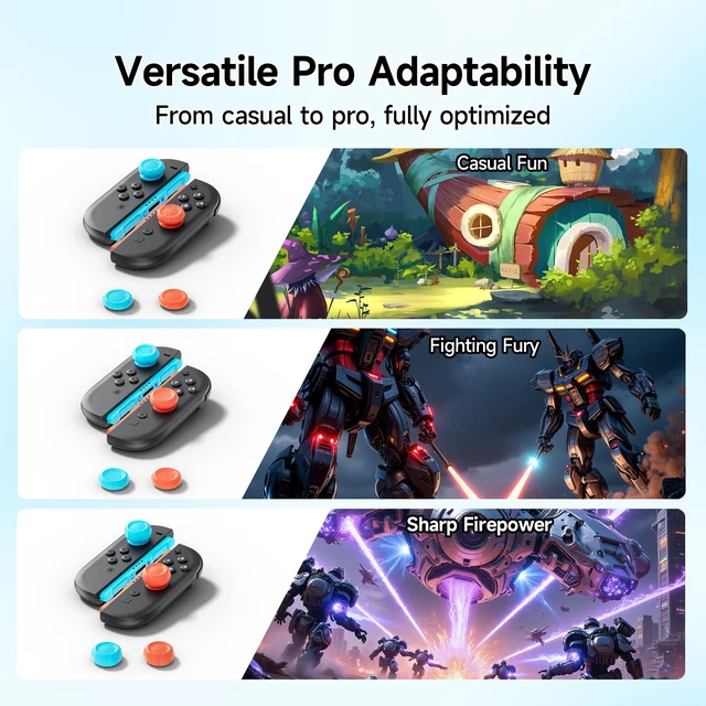Alt view image 4 of 7 - Thumb Grips Compatible with Nintendo Switch 2 (2025)-6pcs 3 Heights Enhanced Gaming Grip Set, Silicone Joystick Caps, Comfortable Controller Stick Cover Gifts for Boys & Gamers,Blue&Orange