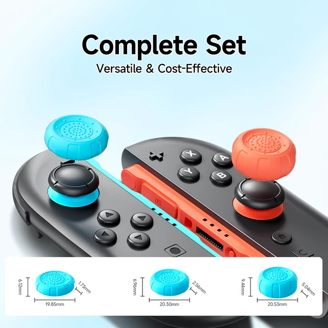 Alt view image 6 of 7 - Thumb Grips Compatible with Nintendo Switch 2 (2025)-6pcs 3 Heights Enhanced Gaming Grip Set, Silicone Joystick Caps, Comfortable Controller Stick Cover Gifts for Boys & Gamers,Blue&Orange