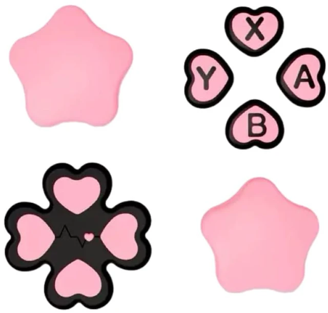 Main image of Star Button Caps Set Joystick Cover for Switch2-Pink | Silicone Joystick Cap Compatible with Switch2| Pink/Purple Heart Switch2 Thumb Grips