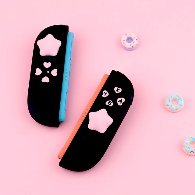 Alt view image 2 of 5 - Star Button Caps Set Joystick Cover for Switch2-Pink | Silicone Joystick Cap Compatible with Switch2| Pink/Purple Heart Switch2 Thumb Grips
