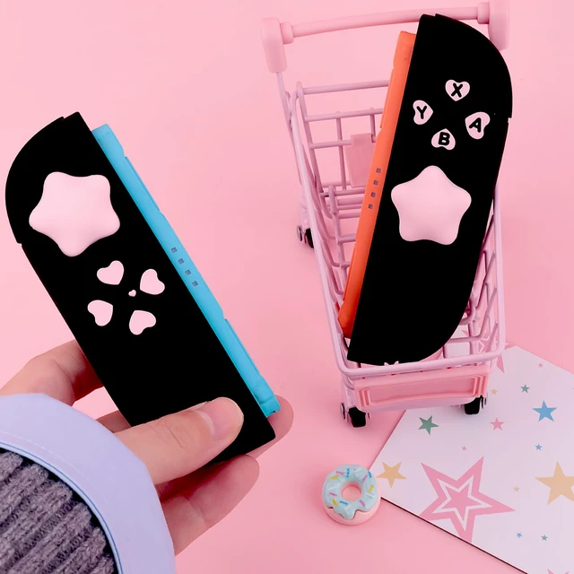 Alt view image 3 of 5 - Star Button Caps Set Joystick Cover for Switch2-Pink | Silicone Joystick Cap Compatible with Switch2| Pink/Purple Heart Switch2 Thumb Grips