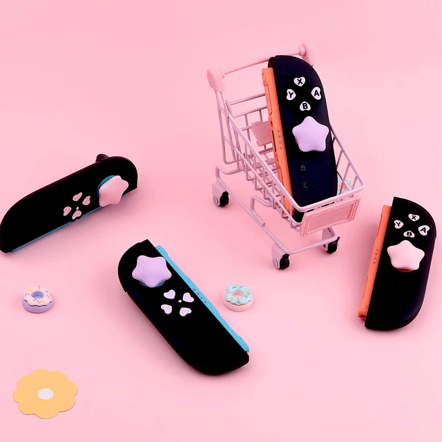 Alt view image 5 of 5 - Star Button Caps Set Joystick Cover for Switch2-Pink | Silicone Joystick Cap Compatible with Switch2| Pink/Purple Heart Switch2 Thumb Grips